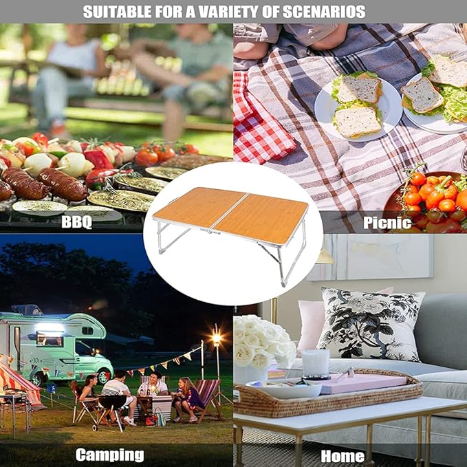 Folding Camping Tables Lightweight Sturdy Aluminum Outdoor Folding Table with Carrying Bag for Camp Picnic Beach(Small)