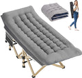 Folding Camping Cot for Sleeping Portable Cots for Adults Heavy Duty Cot Bed 550LBS(Max Load) Extra Wider Cots with Large Pocket for Outdoor Office Beach