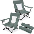 Joyfair Beach Camping Chair (2 Pack) Outdoor Folding Lawn Chair for Adults Heavy Duty Portable Chair with Armrest for Outside Fishing Sport Patio Cup Holder &amp Storage Pocket Carry Bag (Grey)