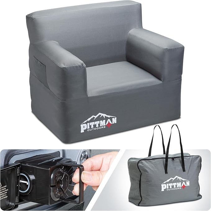 Pittman - Inflatable Chair for Camping with Built in Pump - Portable Inflatable Couch for Adults Holds 350lb's - Blow Up Chair for Movie Nights Outdoor Blow up Furniture or Air Sofa for Camping