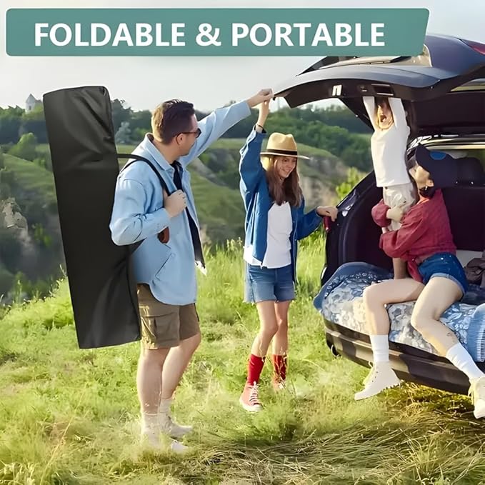 Oversized Heavy-Duty Outdoor Folding Bed with Side Pockets&ampMattress(Mini Model Optional)-755/655/55Lbs Super Capacity Camping CotGarden (Black (655lbs)