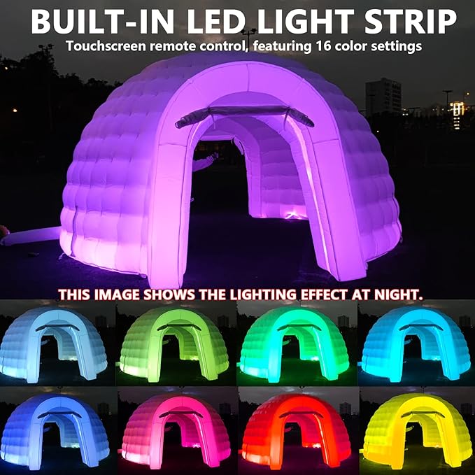 SAYOK Outdoor Portable Inflatable Igloo Dome Tent with Led Light for Party Wedding Event Camping