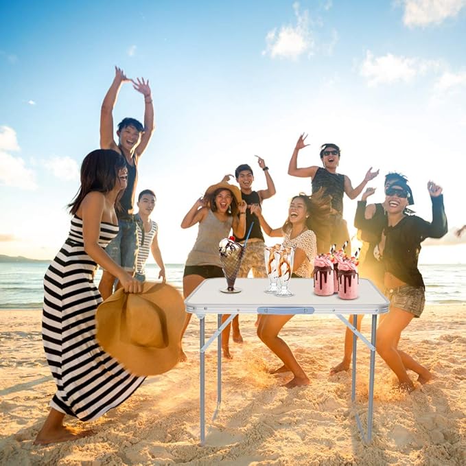 Folding Camping Table2.3FT Aluminum Folding Picnic TableHeavy Duty Utility TableIndoor Outdoor Portable Lightweight Beach with Carrying Handlefor BackyardPicnicPartyBBQ (White)