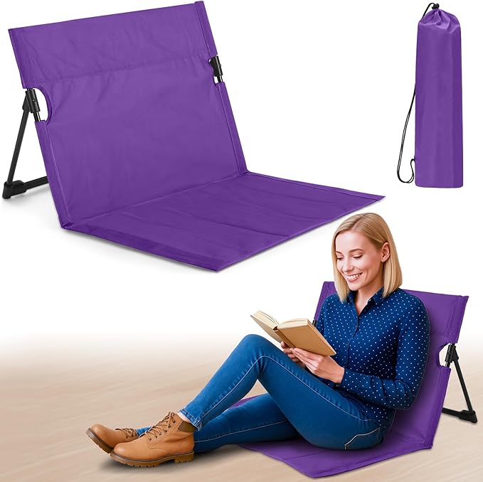 Jetec Foldable Floor Backrest Chair Portable Camping Chair with Storage Bag Light Weight Lazy Seat for Indoor Outdoor Bed Ground Park Lawn Concerts Beach Hiking
