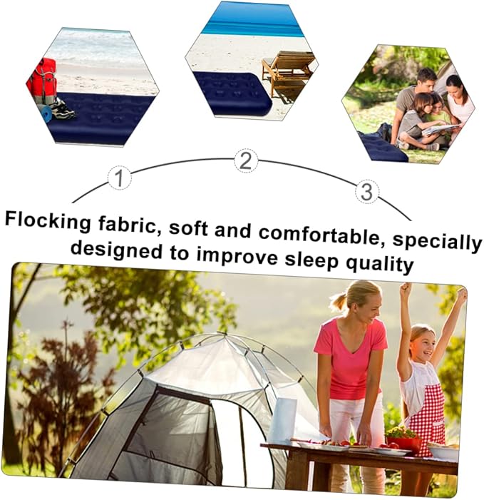 GALPADA 1Pc Single Inflatable Camping Mattress Portable Foldable Air Bed Pad for Outdoor Use Durable Material Leak for Picnics Hiking