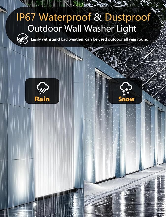 72W 7920LM Super Bright LED Wall Washer Light Bars 6000K Daylight White IP67 Waterproof Heavy Duty 120V Outdoor LED Linear Lights Bar with On/Off Switch for Landscape Building (40 Inch)