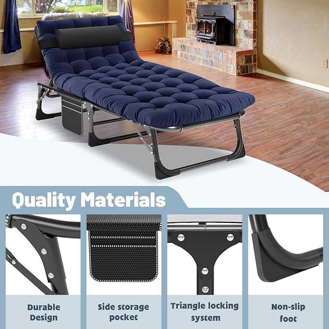 Slsy Folding Bed with Mattress Cot Size Foldable Guest Beds Hideaway Cot for Adults Portable Fold up Bed with Adjustable Positions for Home Office Indoor Outdoor