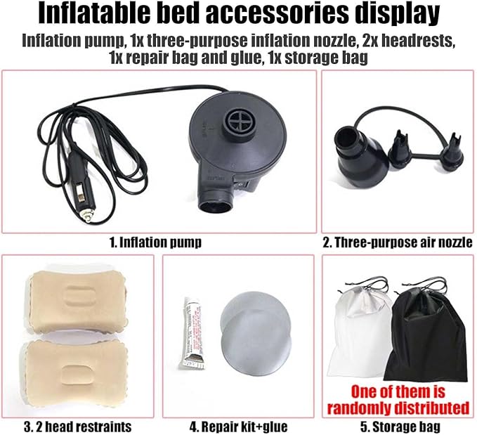 SUV Air Mattress for Camping &amp Travel Thickened Flocking + PVC Inflatable Bed with 2 Pillows