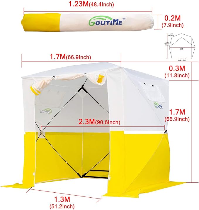 Goutime Professional Work TentInstant Pop-Up Canopy Tent 2x2m Heavy-Duty Portable Shelter for Construction Site Outdoor Workshop Warehouse &amp CampingYellow