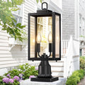 18'' Outdoor Post Light Lamp Post Light Fixture 2-Light Waterproof Modern Outside Post Lantern Column Lights Exterior Pole Lighting Pillar Lantern 1 Pack (Not Include Mounting Base)