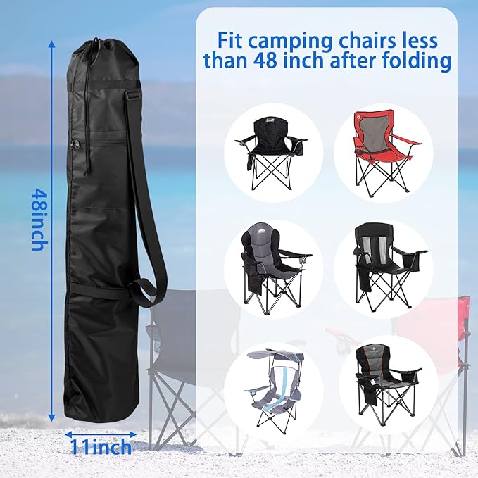 Xxerciz Folding Chair Replacement Bag Lightweight Storage Bag Carrying Bag with Carrying Handles &amp Extra Zippers Pocket for Foldable Camping Chair 48 Inches (Chair is not Included)