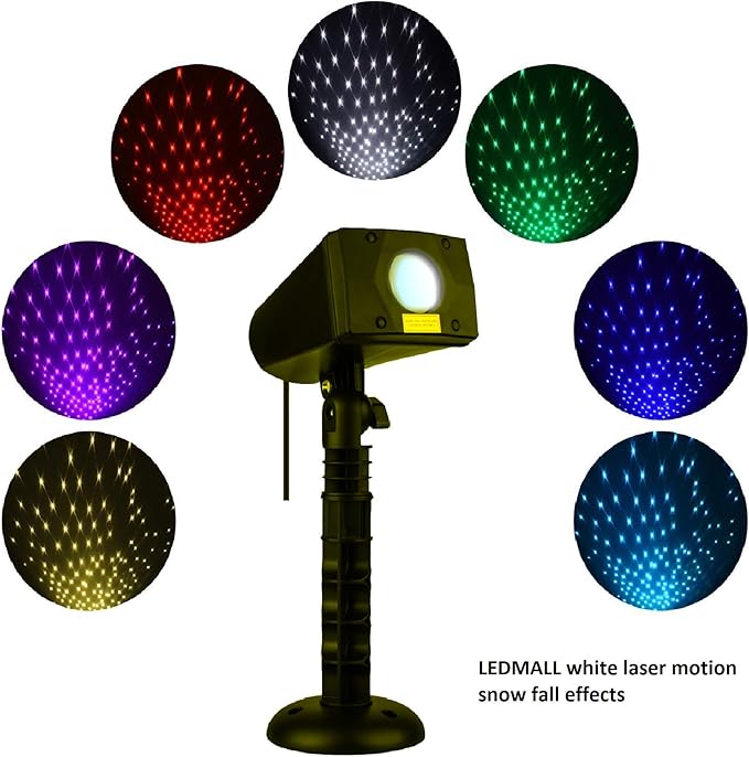 LedMAll Motion Snow Fall Full Spectrum Star Effects 7 Color White Laser Christmas Lights Decorative Lights Remote Control