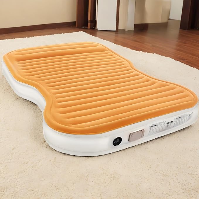 KMZ SUV Air Mattress with Built-in Pump &amp 2 Pillows Thickened Flocked PVC Quick 90-Seconds Inflation Air Bed Portable &amp Durable Car Air Bed for Camping Travel Truck