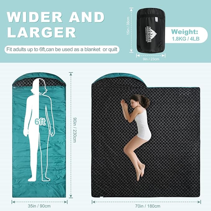 AGEMORE Cotton Flannel Sleeping Bag for Adults Lightweight XXL Cotton Sleeping Bag for Camping Backpacking or Hiking Water Resistant 3-4 Season Sleeping bag for Warm &amp Cool Weather