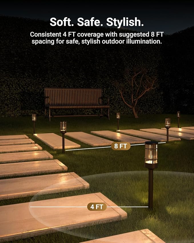 Sunco 6 Pack Low Voltage Garden Pathway Lights LED Landscape Pathway Lighting 1.5W 50 LM 3000K Warm White Wet Rated for Garden Pathway Walkway Clear Glass Design with Connectors ETL
