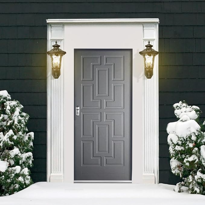 Outdoor Light Fixtures Wall Mount Waterproof Exterior Wall Lanterns with Waer Ripple Glass Outside Sconces Front Porch Lights for House Garage Doorway Patio