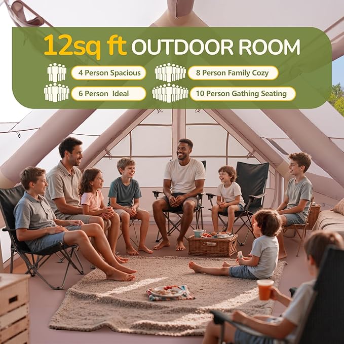 4-10 Person Inflatable Tent Waterproof Quick Setup for Camping Glamping and Family Outdoor Use Beige