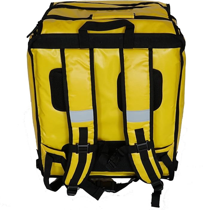 PK-GV: Extendable Food Delivery Rucksacks Flexible Pizza Takeaway Bags Delivery Backpacks with Cup HoldersYellow