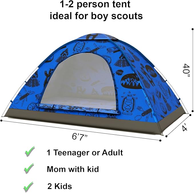 KidzAdventure 2 in 1 Kids Tent for Camping/Kids Play Tent| Backpacking Tent for Kids |Easy Set Up Camping Tent