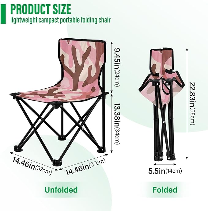 Coral Pastel Compact Youth Camping Chair Ultra-Lightweight Backpack Beach Chairs for Adults Includes Carry Bag for Outdoor