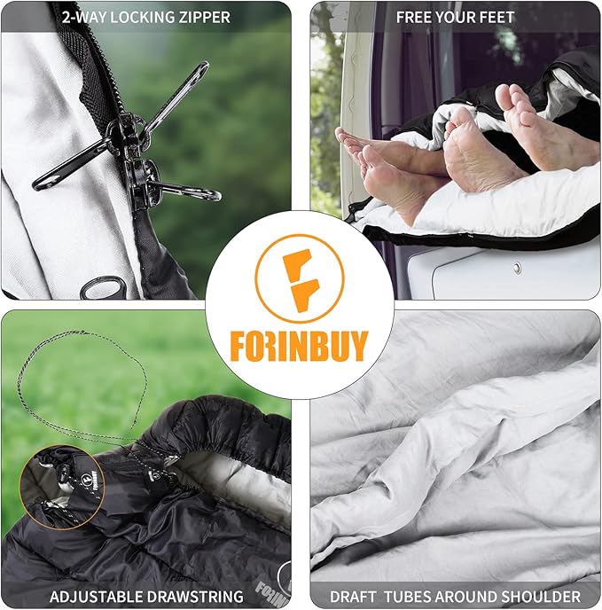 Double Sleeping Bag for Adults 3-Season Queen Size 2 Person Waterproof Sleeping Bag for Couples &amp Family Extra Soft &amp Large Camping Sleeping Bag for RV Travel Home Use (Fits Up to 6'2)
