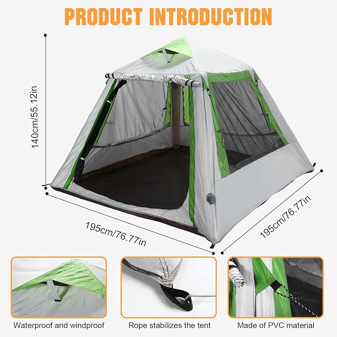2-3 Person Automatic Inflatable Camping Tent Quick Setup Instant Cabin Tents Oxford Waterproof Inflatable House Tent with Mesh Windows for Adults Scouts