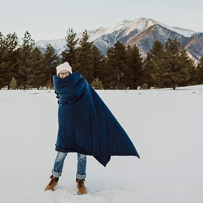 KAMMOK Field Blanket - Microfleece Water Resistant Portable Durable Indoor/Outdoor Camp Blanket (84 in × 50 in) - Midnight Blue
