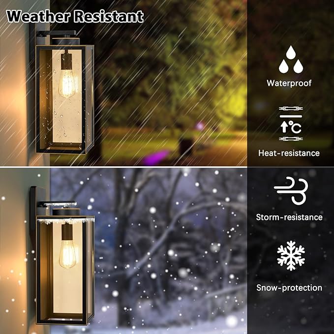 Large Size Outdoor Wall Light Fixtures Exterior Lighting Fixtures Porch Sconces Wall Mounted Waterproof Bronze Outdoor Wall Lanterns Lamps Outside Lights for House Patio Front Door Entryway 2-Pack