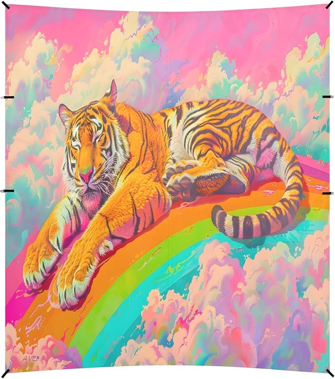 Camping Sun Shelters Animal Tiger in Rainbow Beach Canopy 126 * 110.2in