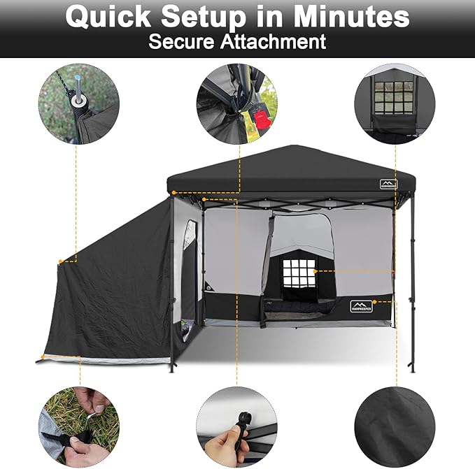 KAMPKEEPER 2 Person Canopy Side Tent Camping Tent for 10x10 Canopies Easy Up Cube Tents Gazebo Room with Mesh Window for Camping Storage Events(Canopy Not Included)