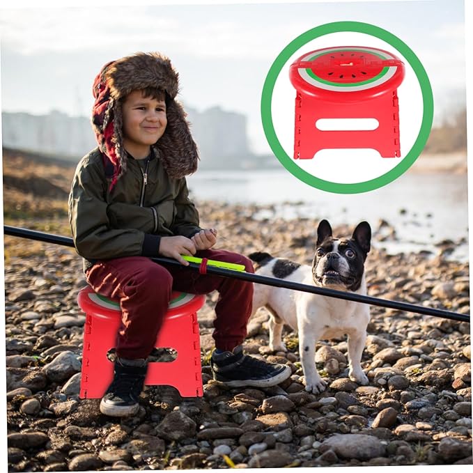 SUPVOX Portable Outdoor Folding Stool for Boy Girl Lightweight Plastic Stool for Fishing Camping and Travel Sturdy and Compact Design for Home and Garden Use