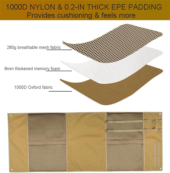 scosao Shooting Mats Prone Padded Portable Roll Up Folded Shooting Mat Extra Large Tactical Shooting Blanket 1000D Oxford Cloth with Thickened Cotton Padding for Shooting Hunting Camping-Black