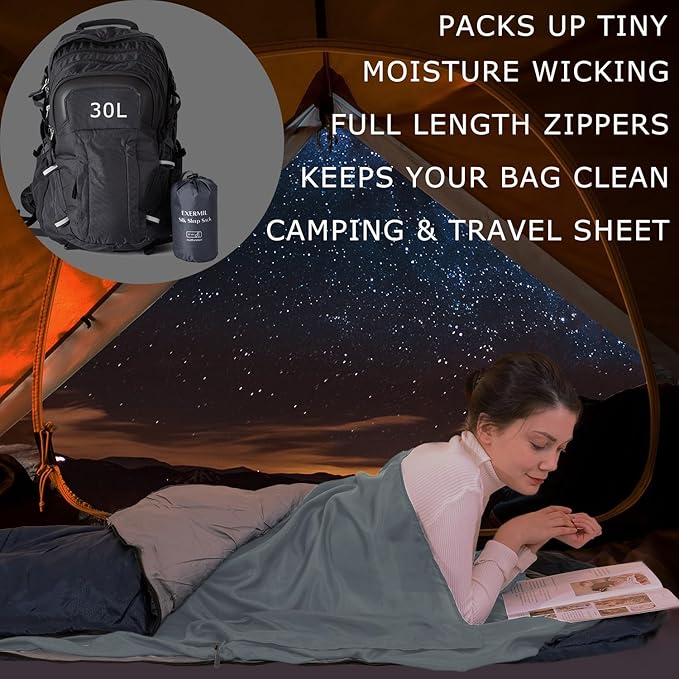 100% Silk Sleep Sack with Zippers on 3 Sides 87”x43” Large Sleeping Liners for Hotels Travel &amp Camping Multifunctional Travel Sheets (Unzipped:87”x87”) for Adults Lightweight All Seasons