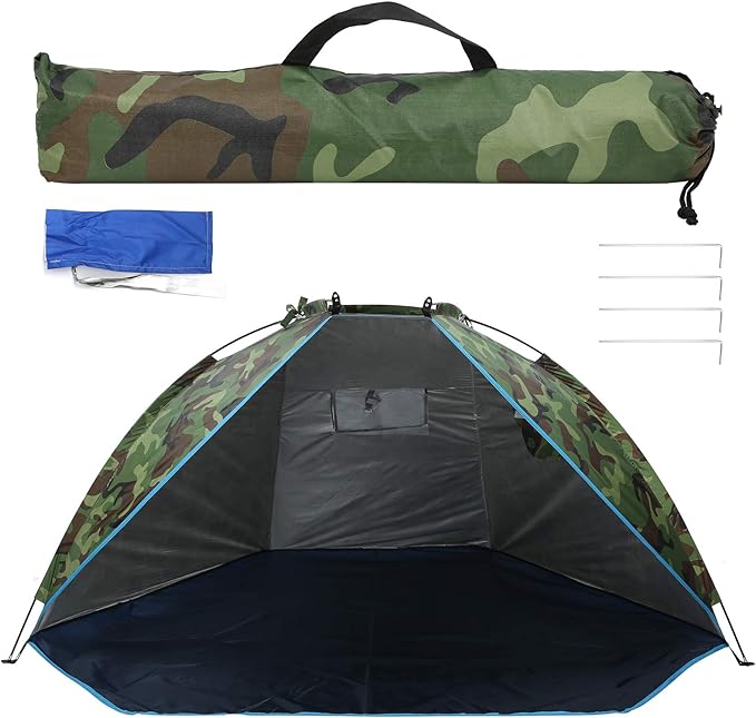 Portable Camouflage Fishing Shelter Tent for Two Waterproof Sunshade for Outdoor Camping