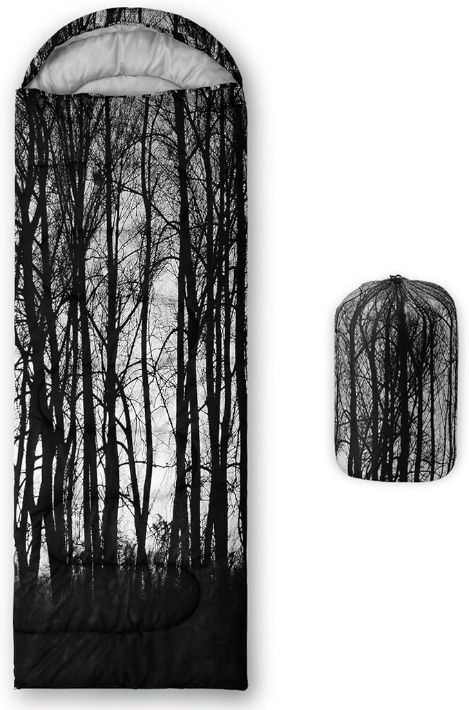 Sleeping Bags for Adults and Kids3D Printing Camping Sleeping Bag for Girls Boys Lightweight Waterproof Cold/Warm 3-SeasonOutdoor Travel with Compression Bags