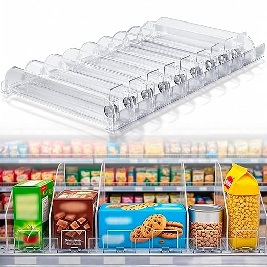 Wesiti 9-Pack Spring-Loaded Shelf Pusher Kit for Retail Adjustable Width 12 D x 24 L Automatic Retail Display Organizer Snack Dispenser for Supermarket Store Pharmacy Gondola Shelf
