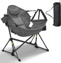 Ainfox Hammock Camping Chair Foldable Portable Rocking Chairs for Adults Outside Swinging Camp with Cup Holder Pillow for Outdoor Patio Lawn (Grey)