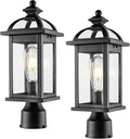 Darkaway Outdoor Post Lights Lamp Posts Outdoor Lighting Waterproof Aluminum Post Lights Exterior Light Fixtures with GlassFence Pole Lights for Yard Patio Garage （2 Pack）