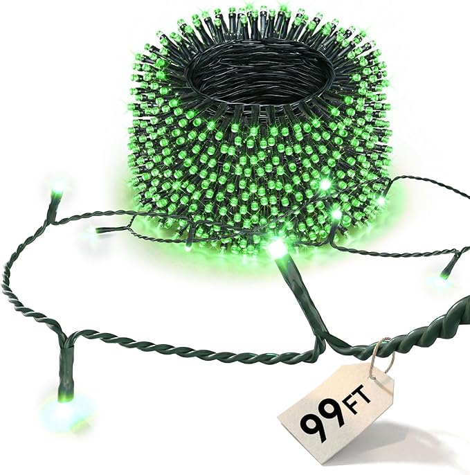 LitHome 99FT 300 LED String Lights Outdoor Waterproof 8 Modes Christmas Lights Plug in Green Wire Green String Light with Timer &amp Memory Function Tree Light Outdoor for Xmas Garden Patio Decor