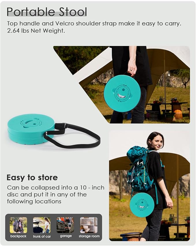 Upgraded Collapsible Stool with Cushion 800 lbs Heavy Duty Capacity &amp Lightweight 2.6 lbs 18-Inch Portable Retractable Folding Stool for Adults Camping Fishing Hiking BBQ Travel Outdoor Ev