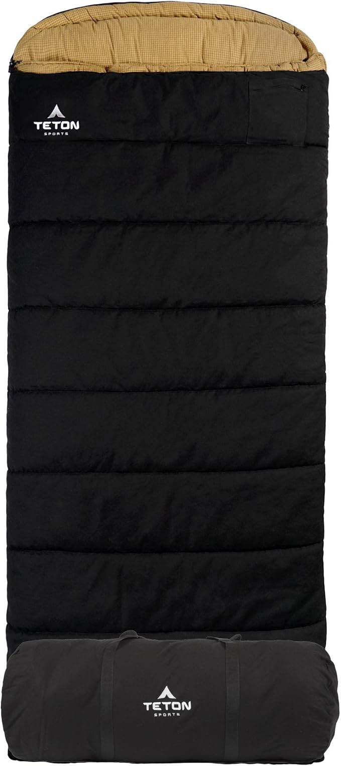 TETON Sports Deer Hunter Sleeping Bag Warm and Comfortable Camping Sleeping Bag Teton Tough Canvas Shell for Camping Hunting and Cold Weather