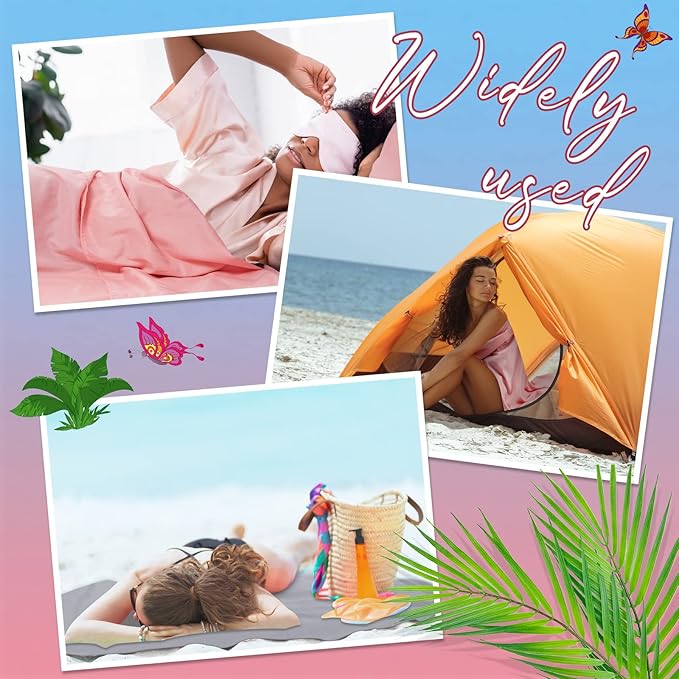Irenare 2 Pcs Tanning Sleep Sack Lightweight Breathable Tanning Body Self Tanners Sleeping Sac Protect Sheets from Dark Tanner for Bed Travel Sleeping Bag(Pink Grey)