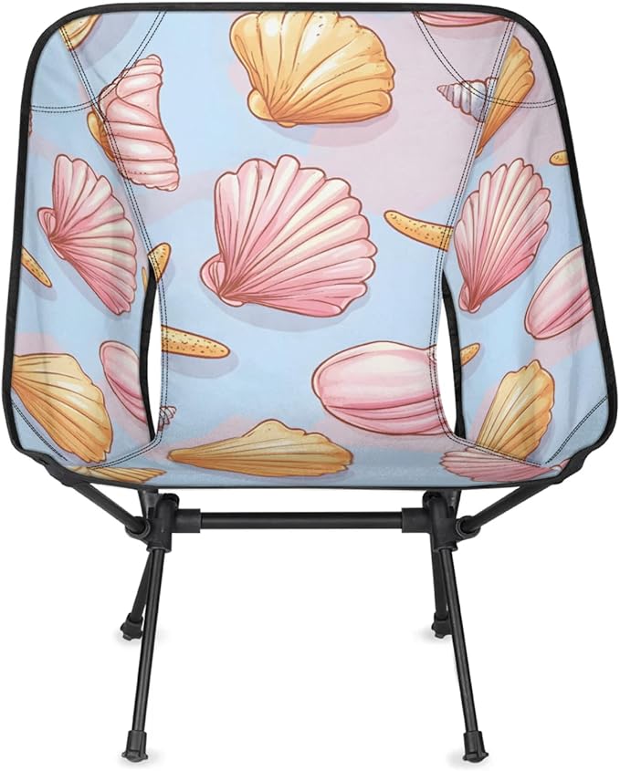 Honeybaby Folding Camping Chair Starfish Seashell Theme Camping Chairs Lightweight Portable Chair Outdoor Foldable Chairs for Camping Travel Picnic Beach Hiking