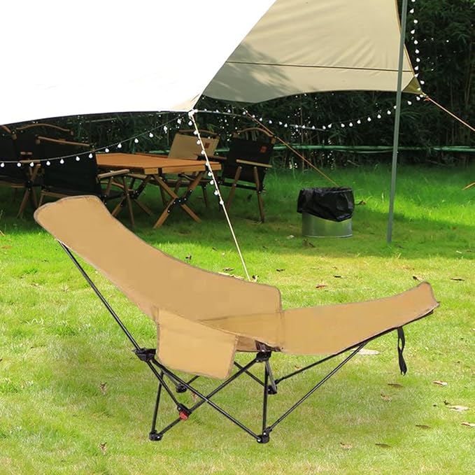 Folding Lounge Chair Recliner with Carry Bag 3 Gear Adjustable Angle Lounger Reclining Chair for Park Pool Picnic Lawn Khaki