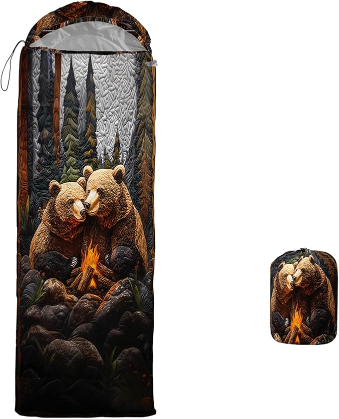 AILONEN Floral Wolf Sleeping Bag for Girls WomenWarm and Cool WeatherLightweightWaterproof BackpackingColorful Flower Animal Print Sleeping Bag for Camping