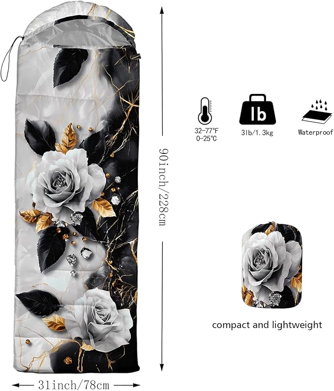 QOOMO Camping Sleeping Bags3 Season Warm &amp Cool WeatherLightweightWaterproof Sleeping Bags for Adults &amp KidsTravelingand OutdoorsCamping Gear Equipment