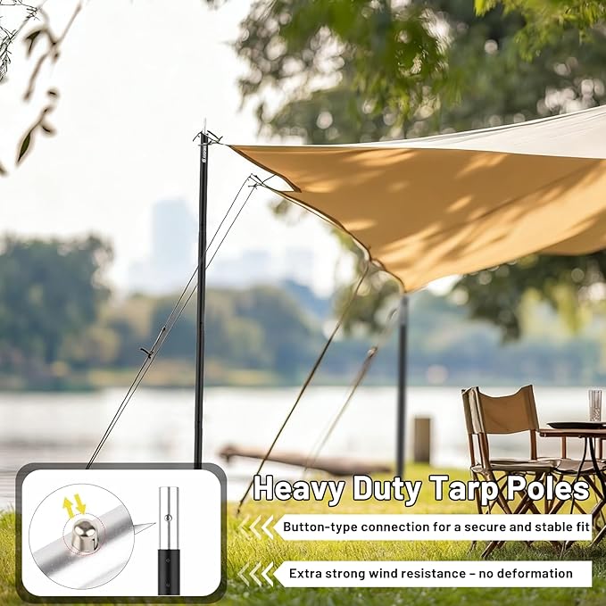 Tent Poles for Tarp AVOFOREST Camping Tent Tarps Poles Adjustable Aluminum Camping Accessories 80in Heavy Duty Poles Thicker Tent Pole with a Diameter of 0.75in for Backpacking Hiking Awning
