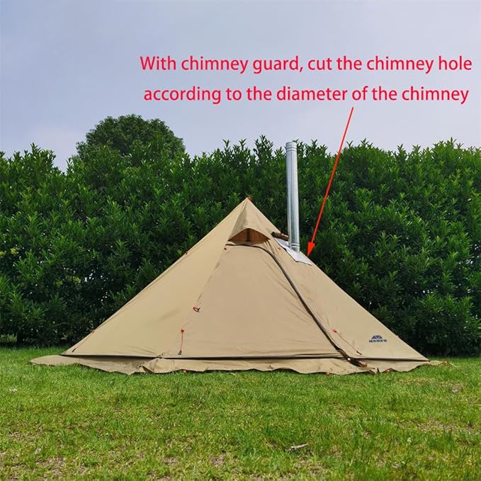 Tipi Hot Tent with Fire Retardant Stove Jack for Flue Pipes 3~4 Person Lightweight Teepee Tents with Snow Skirt for Family Team Outdoor Backpacking Camping Hiking
