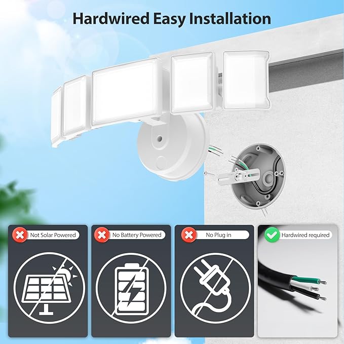 Olafus 180W Flood Lights Outdoor 18000LM Super Bright Security Lights with 5 Adjustable Heads IP65 Waterproof Hardwired Switch Controlled 6500K Aluminum LED Flood Light for House Yard White