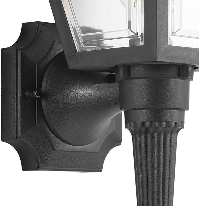 Progress Lighting Mansard Collection 1-Light Clear Beveled Acrylic Shade Traditional Outdoor Large Wall Lantern Light Textured Black